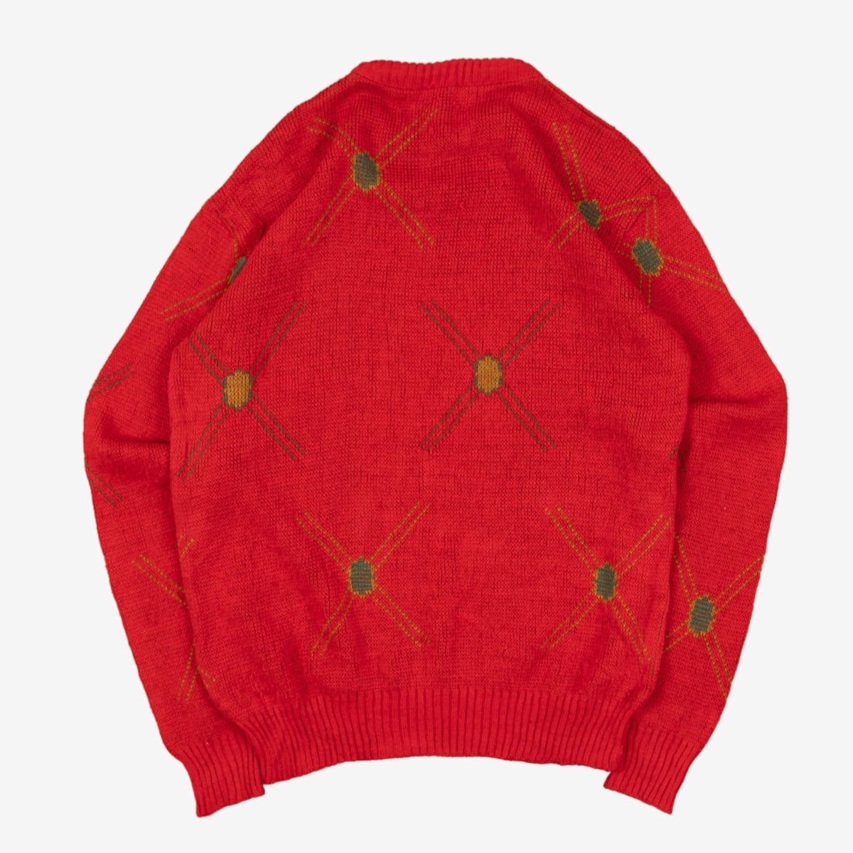 MEN'S VINTAGE 1990S PATTERNED KNITTED JUMPER - MEDIUM