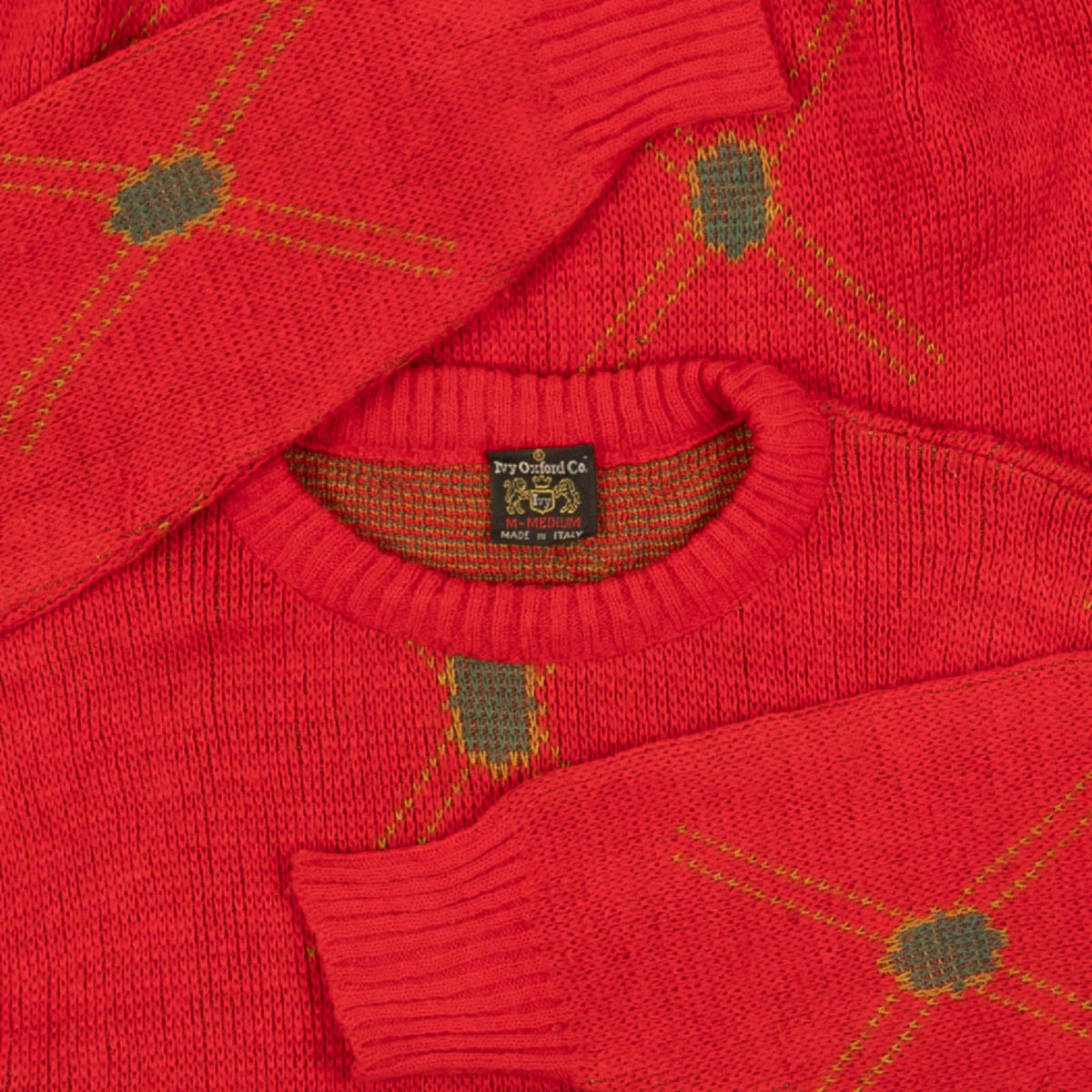 MEN'S VINTAGE 1990S PATTERNED KNITTED JUMPER - MEDIUM