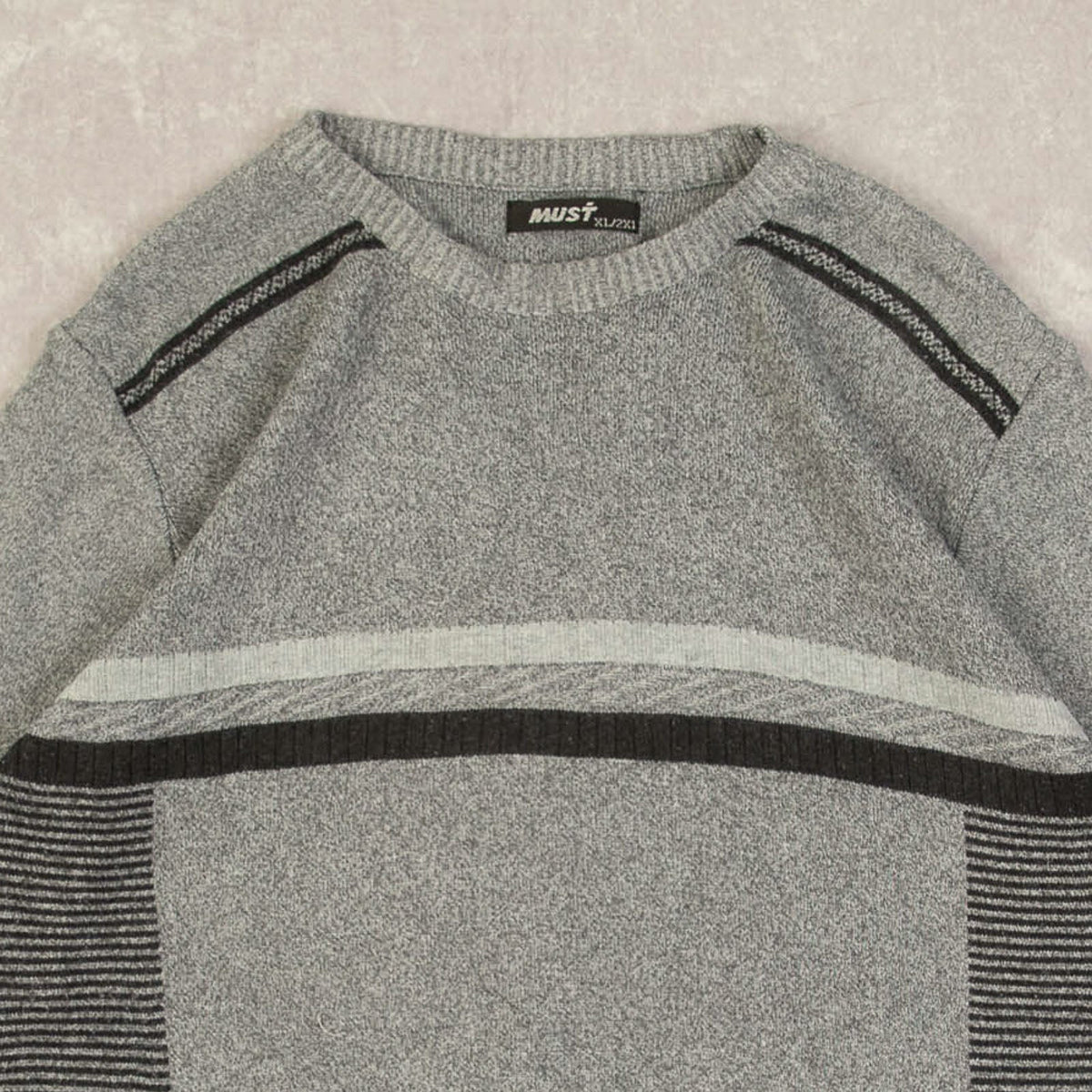 MEN'S VINTAGE 1990S STRIPED KNITTED JUMPER - MEDIUM