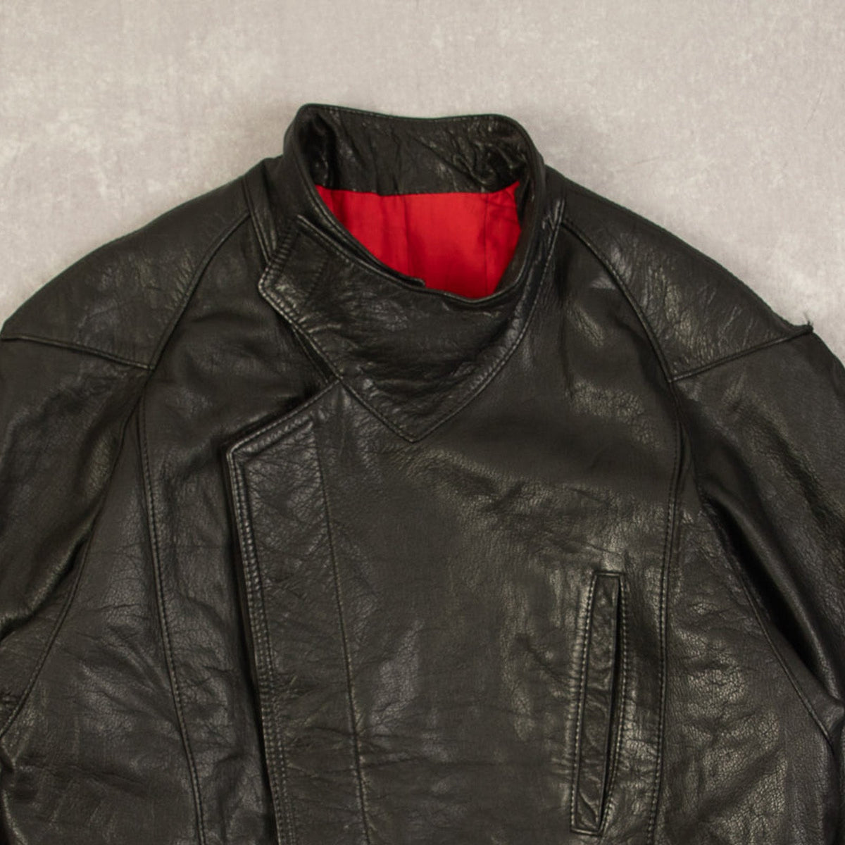 WOMEN'S VINTAGE 1980S LEATHER BIKER JACKET - LARGE