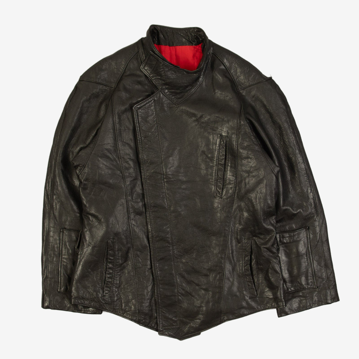 WOMEN'S VINTAGE 1980S LEATHER BIKER JACKET - LARGE