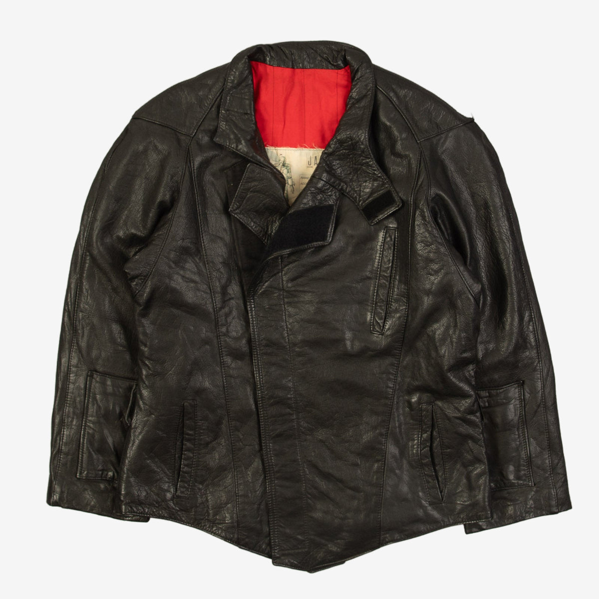 WOMEN'S VINTAGE 1980S LEATHER BIKER JACKET - LARGE