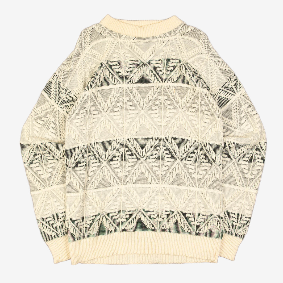 WOMEN'S VINTAGE 1980S PATTERNED STRUCTURED KNITTED JUMPER - MEDIUM