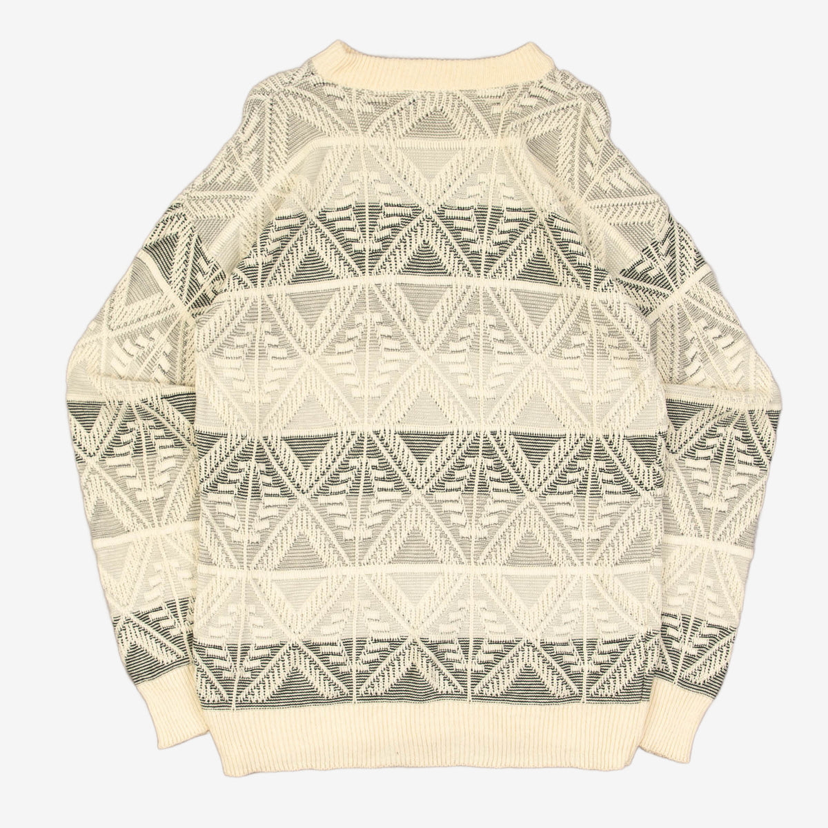 WOMEN'S VINTAGE 1980S PATTERNED STRUCTURED KNITTED JUMPER - MEDIUM