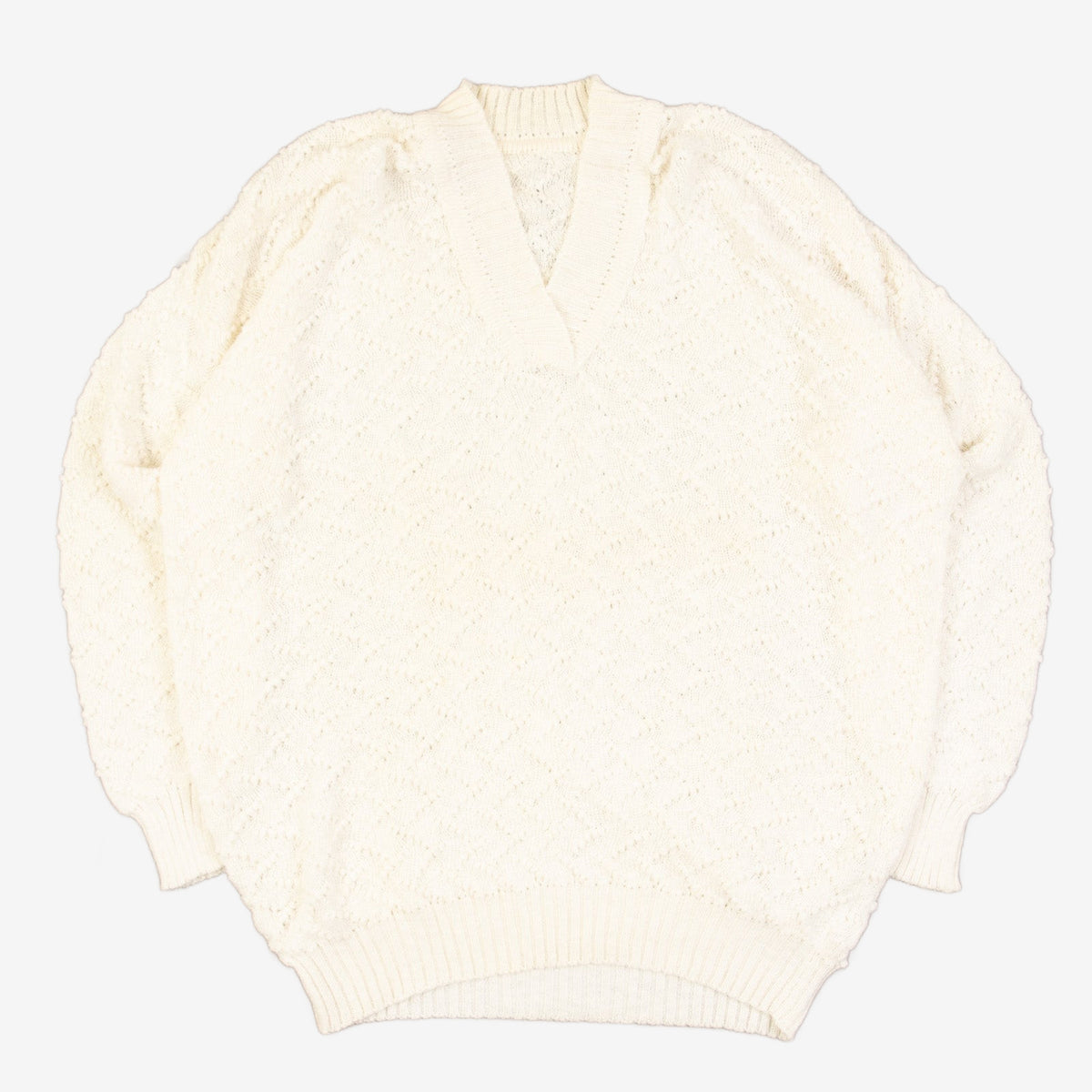 WOMEN'S VINTAGE 1990S STRUCTURED V-NECK KNITTED JUMPER - X-LARGE