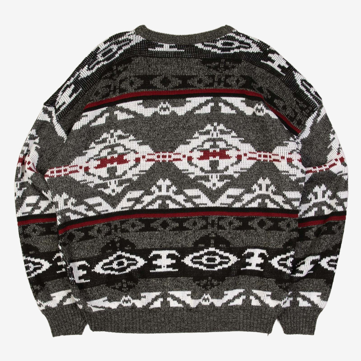 MEN'S VINTAGE 1990S PATTERNED KNITTED JUMPER - X-LARGE