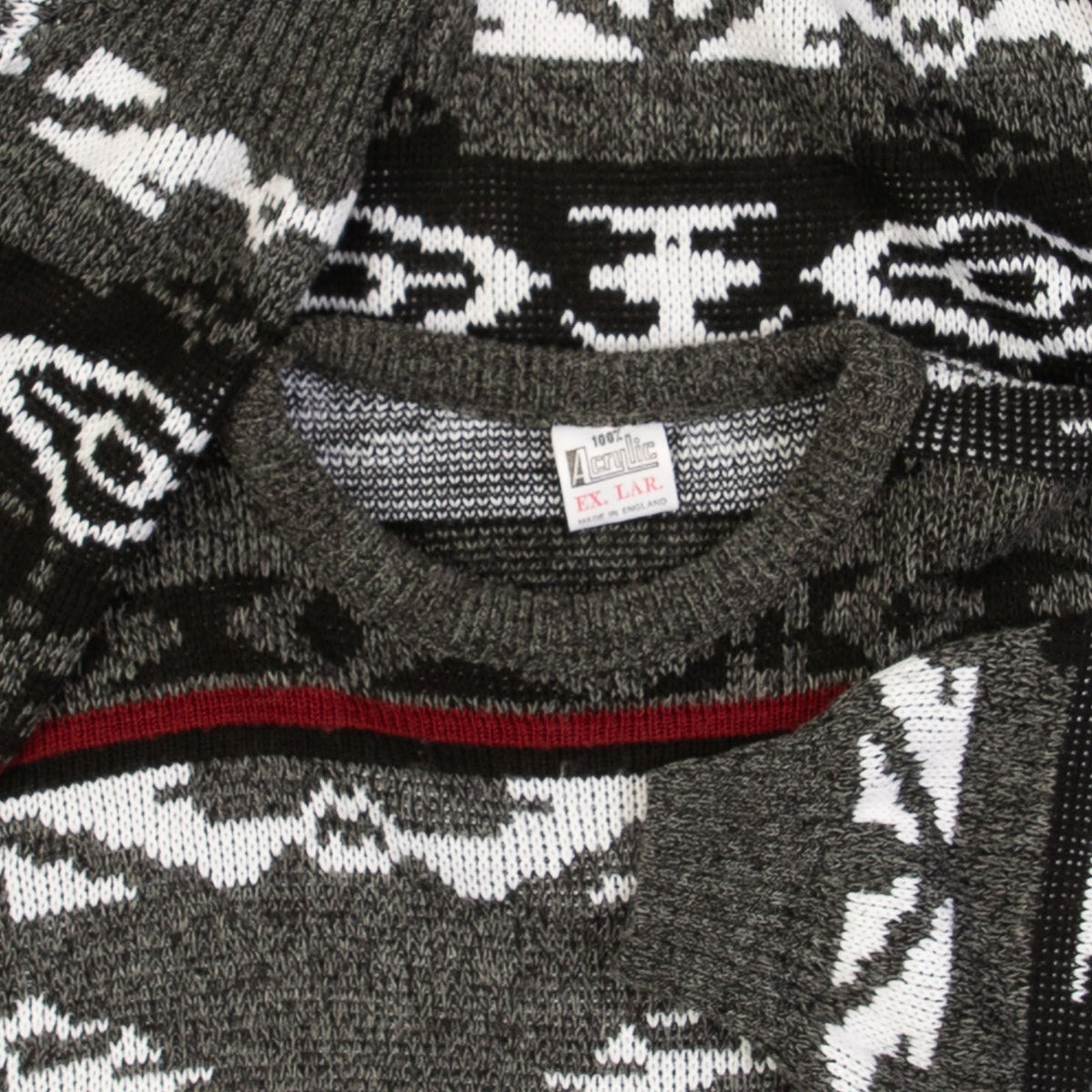 MEN'S VINTAGE 1990S PATTERNED KNITTED JUMPER - X-LARGE