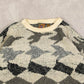 WOMEN'S VINTAGE 1990S BOXY STRUCTURED PATTERNED KNITTED JUMPER - LARGE
