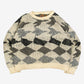 WOMEN'S VINTAGE 1990S BOXY STRUCTURED PATTERNED KNITTED JUMPER - LARGE