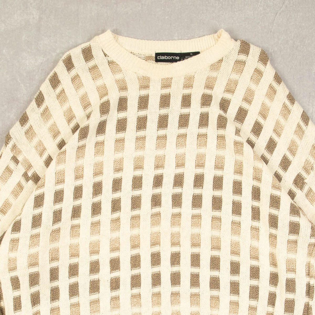 MEN'S VINTAGE 1990S STRUCTURED PATTERNED KNITTED JUMPER - X-LARGE
