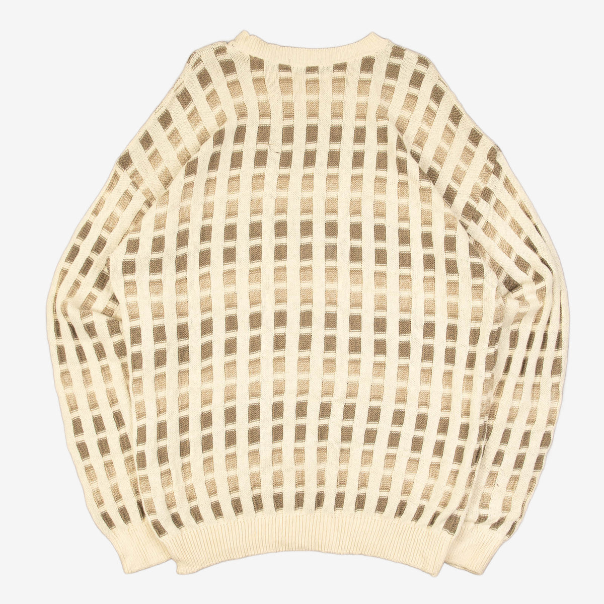 MEN'S VINTAGE 1990S STRUCTURED PATTERNED KNITTED JUMPER - X-LARGE