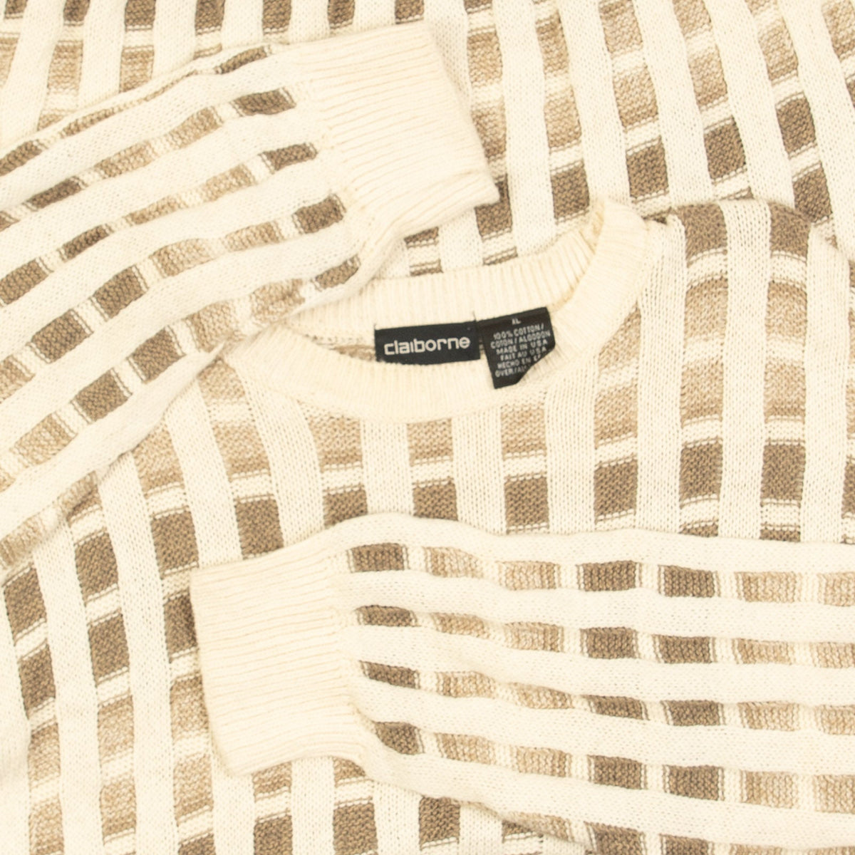MEN'S VINTAGE 1990S STRUCTURED PATTERNED KNITTED JUMPER - X-LARGE