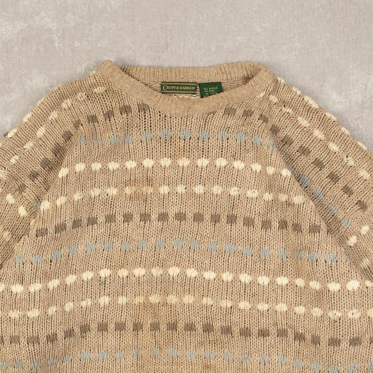 MEN'S VINTAGE 1990S STRUCTURED PATTERNED KNITTED JUMPER - X-LARGE
