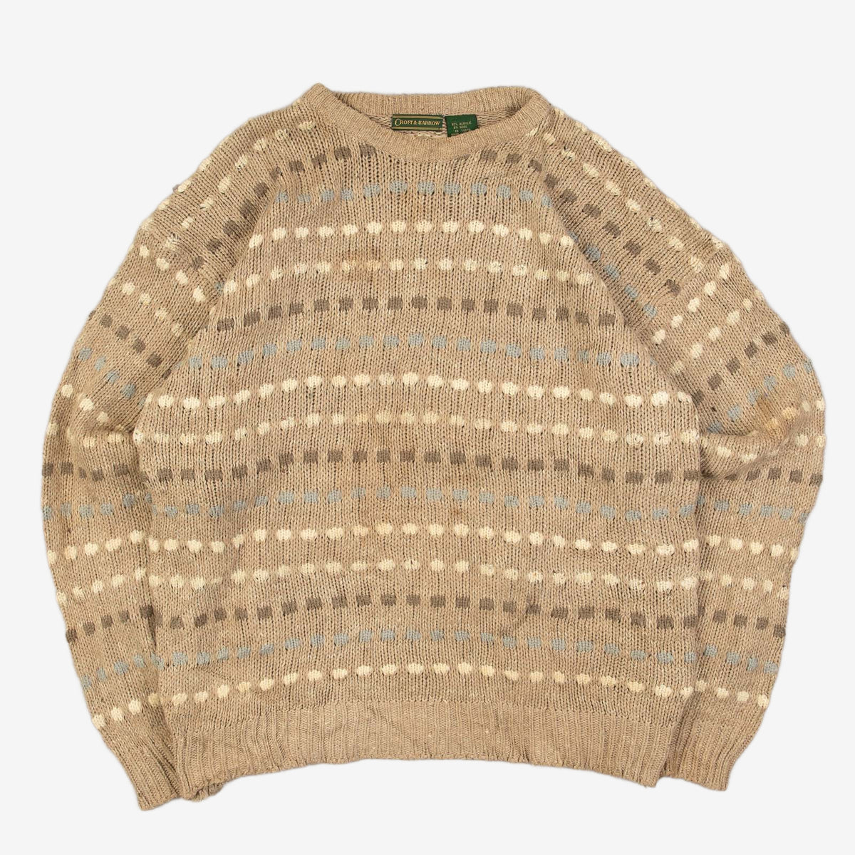 MEN'S VINTAGE 1990S STRUCTURED PATTERNED KNITTED JUMPER - X-LARGE