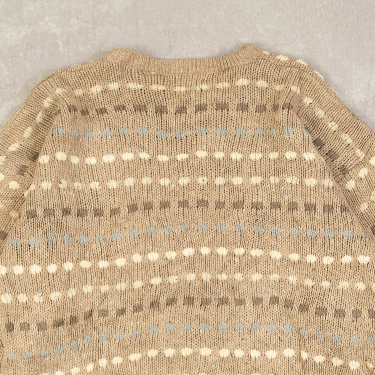 MEN'S VINTAGE 1990S STRUCTURED PATTERNED KNITTED JUMPER - X-LARGE