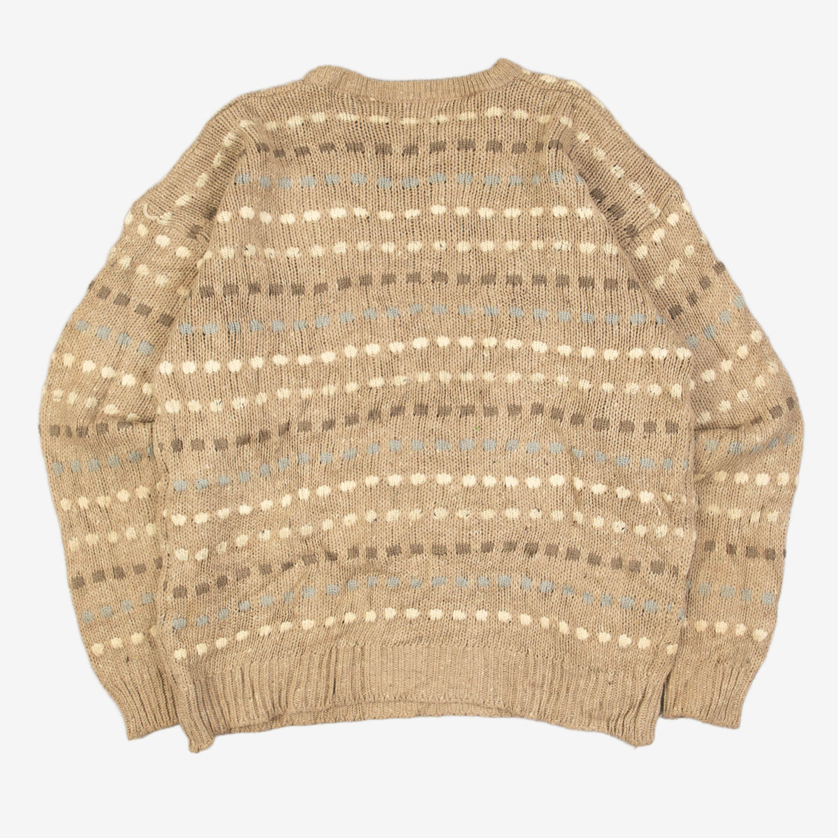 MEN'S VINTAGE 1990S STRUCTURED PATTERNED KNITTED JUMPER - X-LARGE