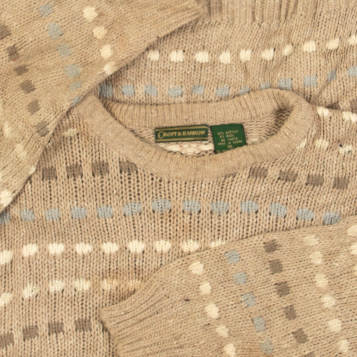 MEN'S VINTAGE 1990S STRUCTURED PATTERNED KNITTED JUMPER - X-LARGE