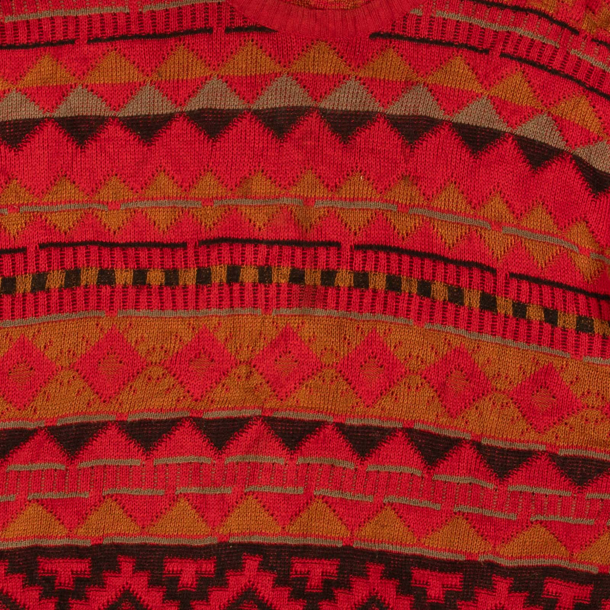 MEN'S VINTAGE 1990S STRUCTURED PATTERNED KNITTED JUMPER - LARGE