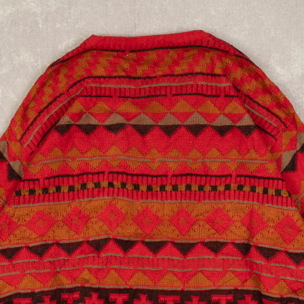 MEN'S VINTAGE 1990S STRUCTURED PATTERNED KNITTED JUMPER - LARGE