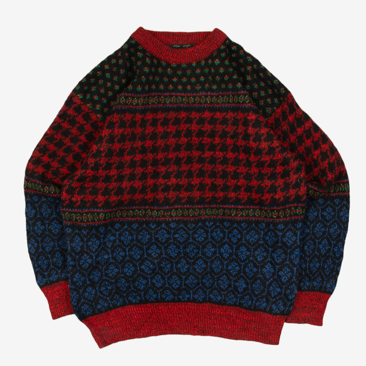 MEN'S VINTAGE HERRINGBONE PATTERNED KNITTED JUMPER - MEDIUM