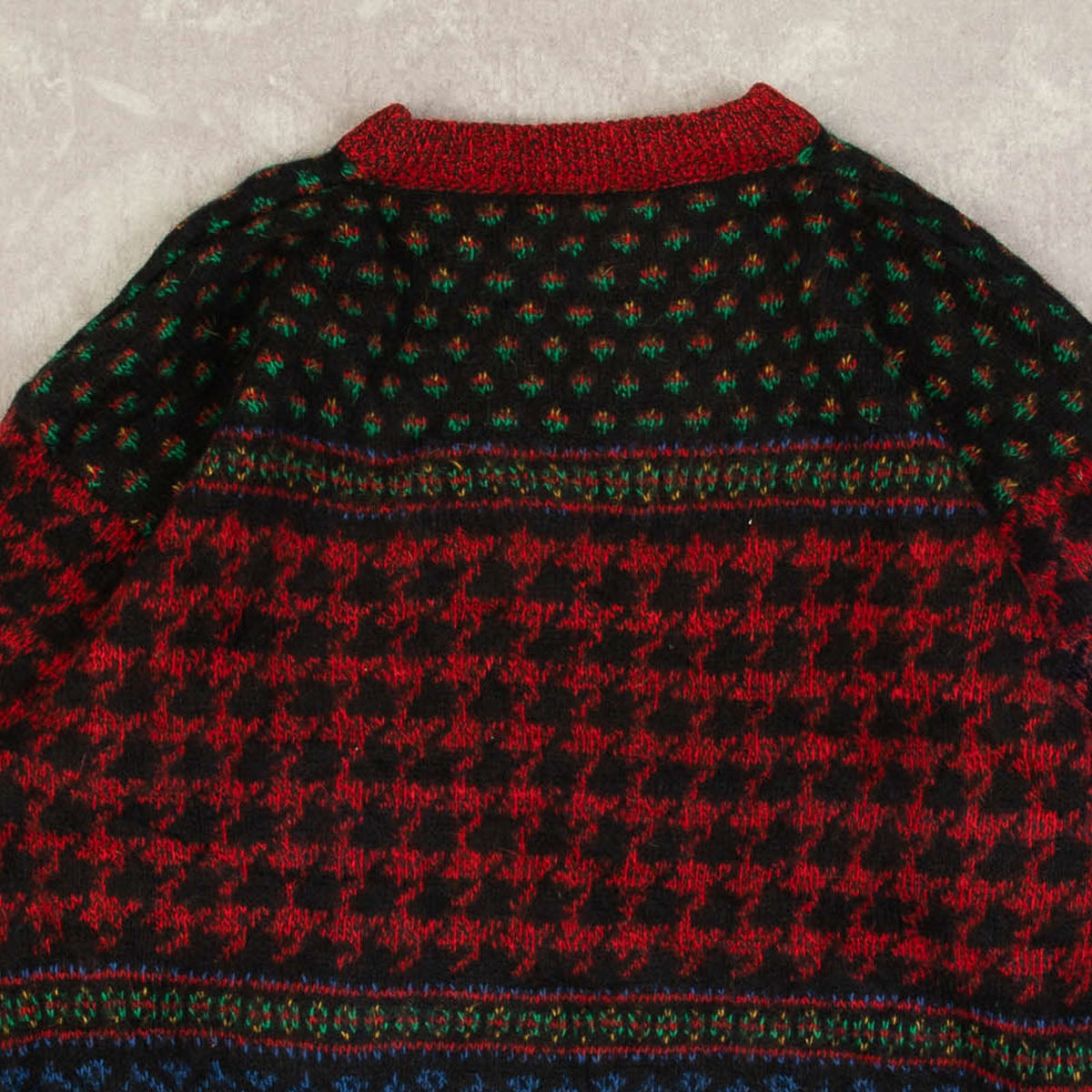 MEN'S VINTAGE HERRINGBONE PATTERNED KNITTED JUMPER - MEDIUM