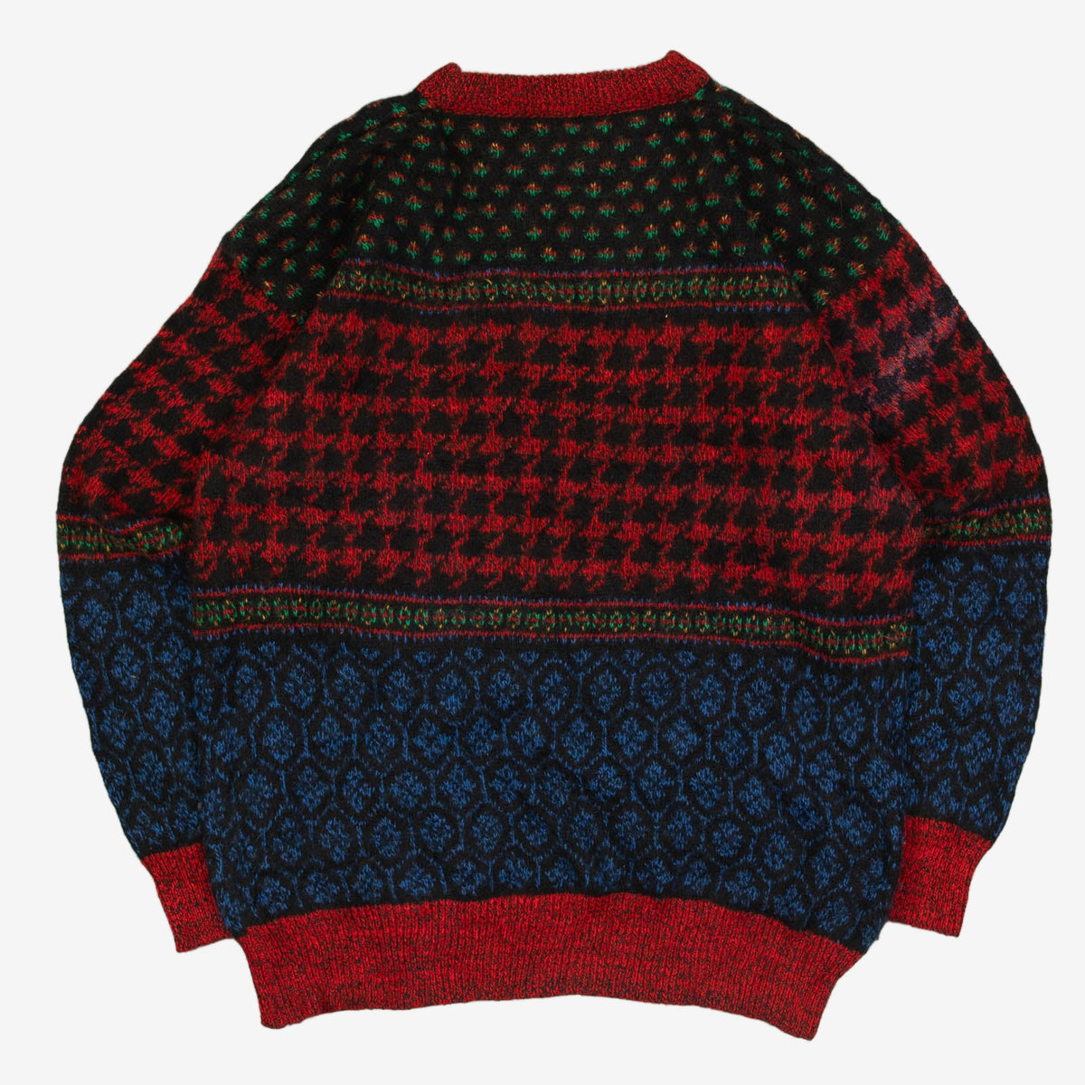 MEN'S VINTAGE HERRINGBONE PATTERNED KNITTED JUMPER - MEDIUM