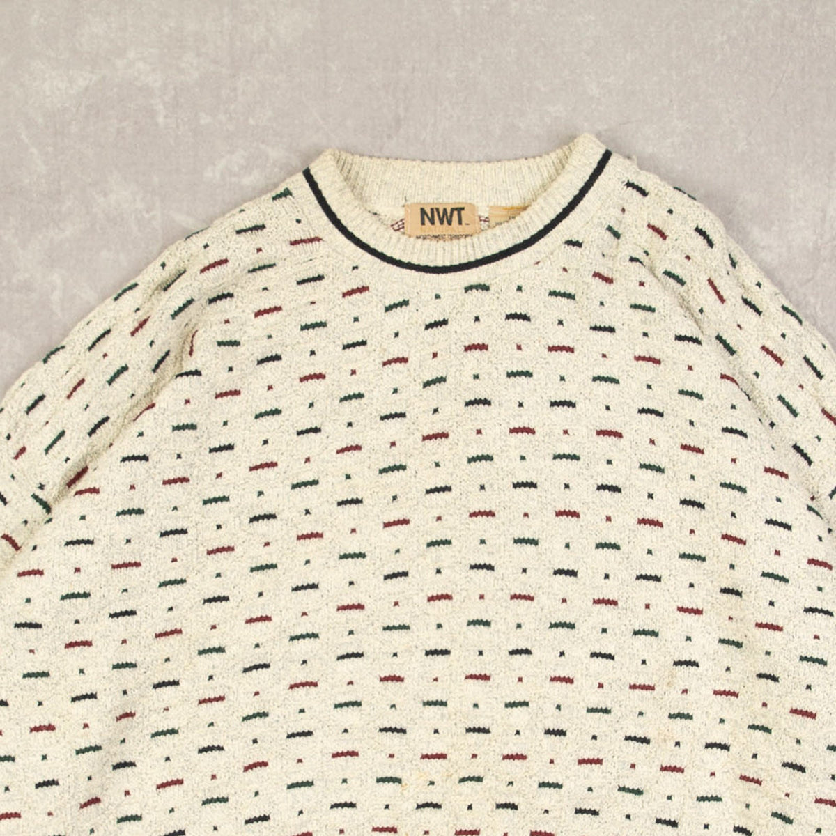 MEN'S VINTAGE 1990S STRUCTURED PATTERNED KNITTED JUMPER - XX-LARGE