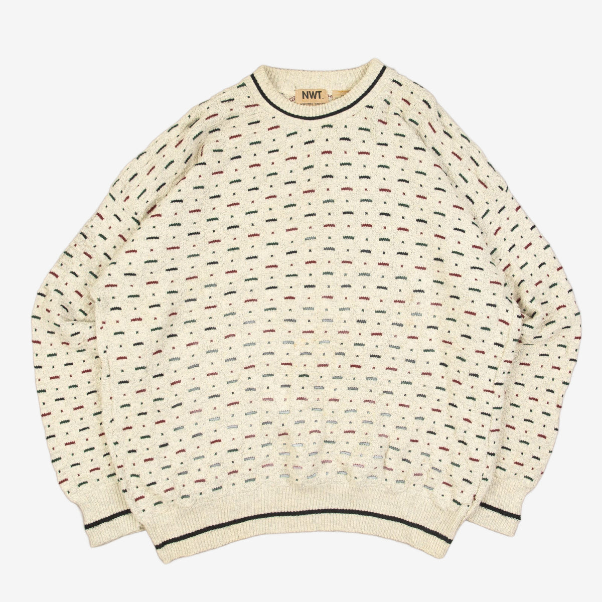 MEN'S VINTAGE 1990S STRUCTURED PATTERNED KNITTED JUMPER - XX-LARGE