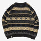 MEN'S VINTAGE 1990S SEARS PATTERNED KNITTED JUMPER - LARGE