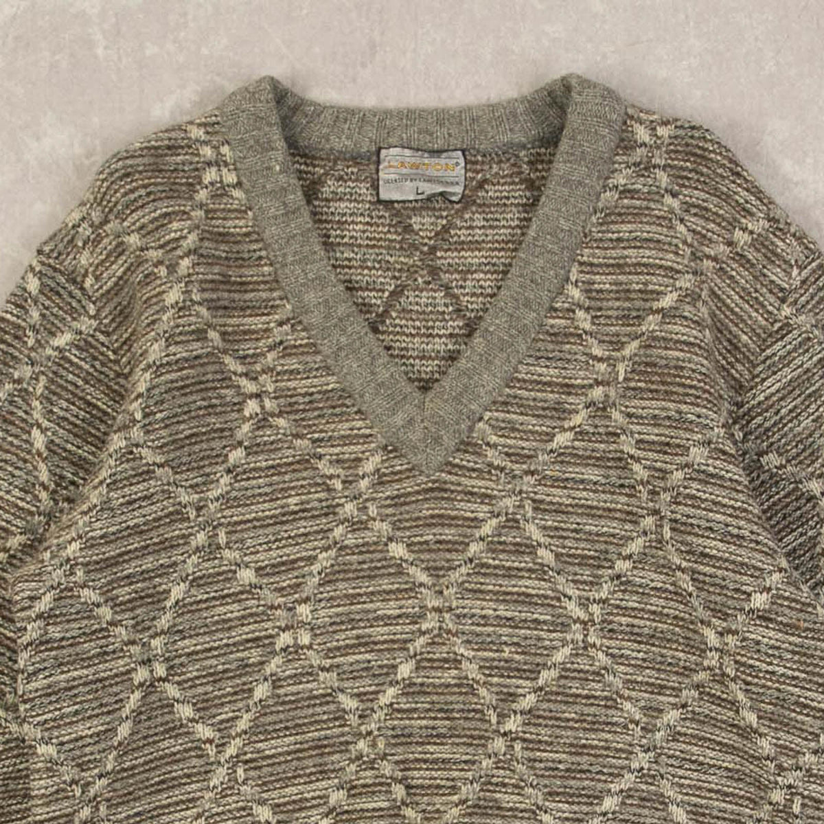 WOMEN'S VINTAGE 1990S DIAMOND STRUCTURED KNITTED JUMPER - MEDIUM