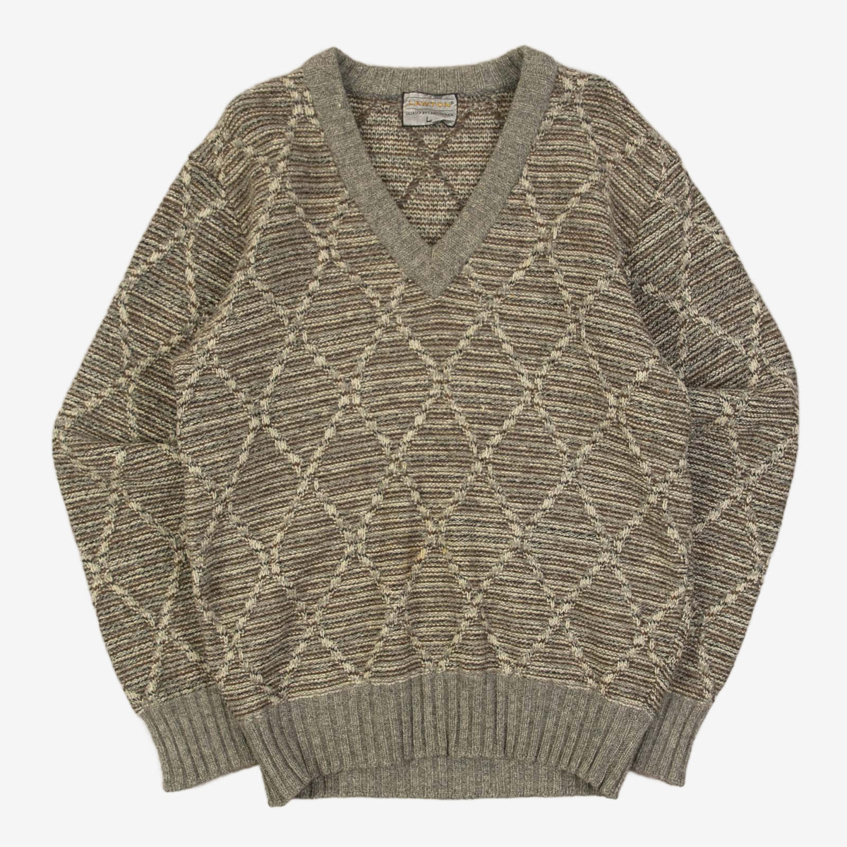 WOMEN'S VINTAGE 1990S DIAMOND STRUCTURED KNITTED JUMPER - MEDIUM