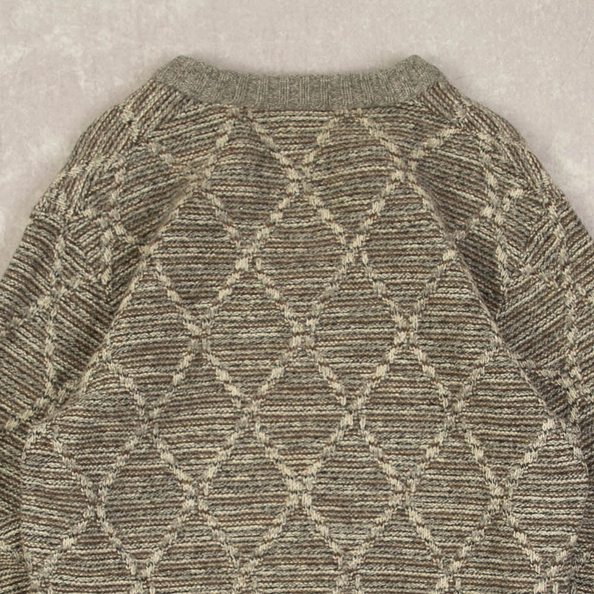 WOMEN'S VINTAGE 1990S DIAMOND STRUCTURED KNITTED JUMPER - MEDIUM