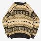 MEN'S VINTAGE 1990S HEAVY PATTERNED KNITTED JUMPER - LARGE