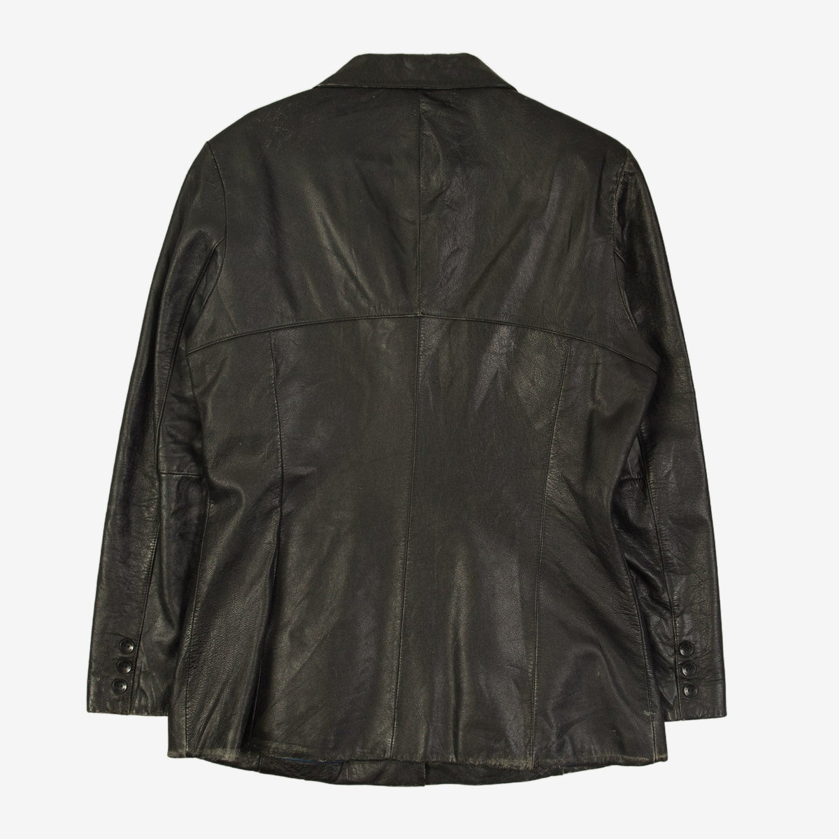 WOMEN'S VINTAGE 1990S LEATHER BLAZER JACKET - LARGE