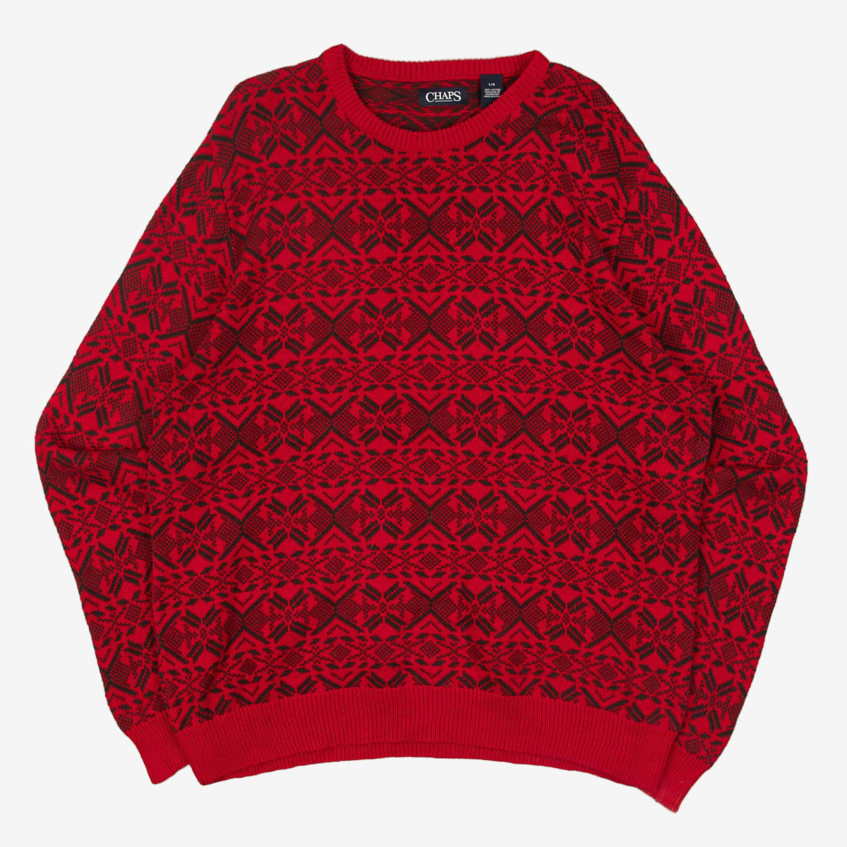 MEN'S VINTAGE CHAPS PATTERNED KNITTED JUMPER - LARGE