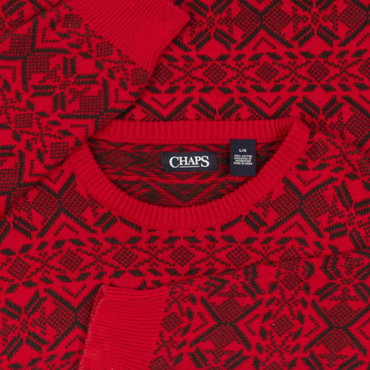 MEN'S VINTAGE CHAPS PATTERNED KNITTED JUMPER - LARGE