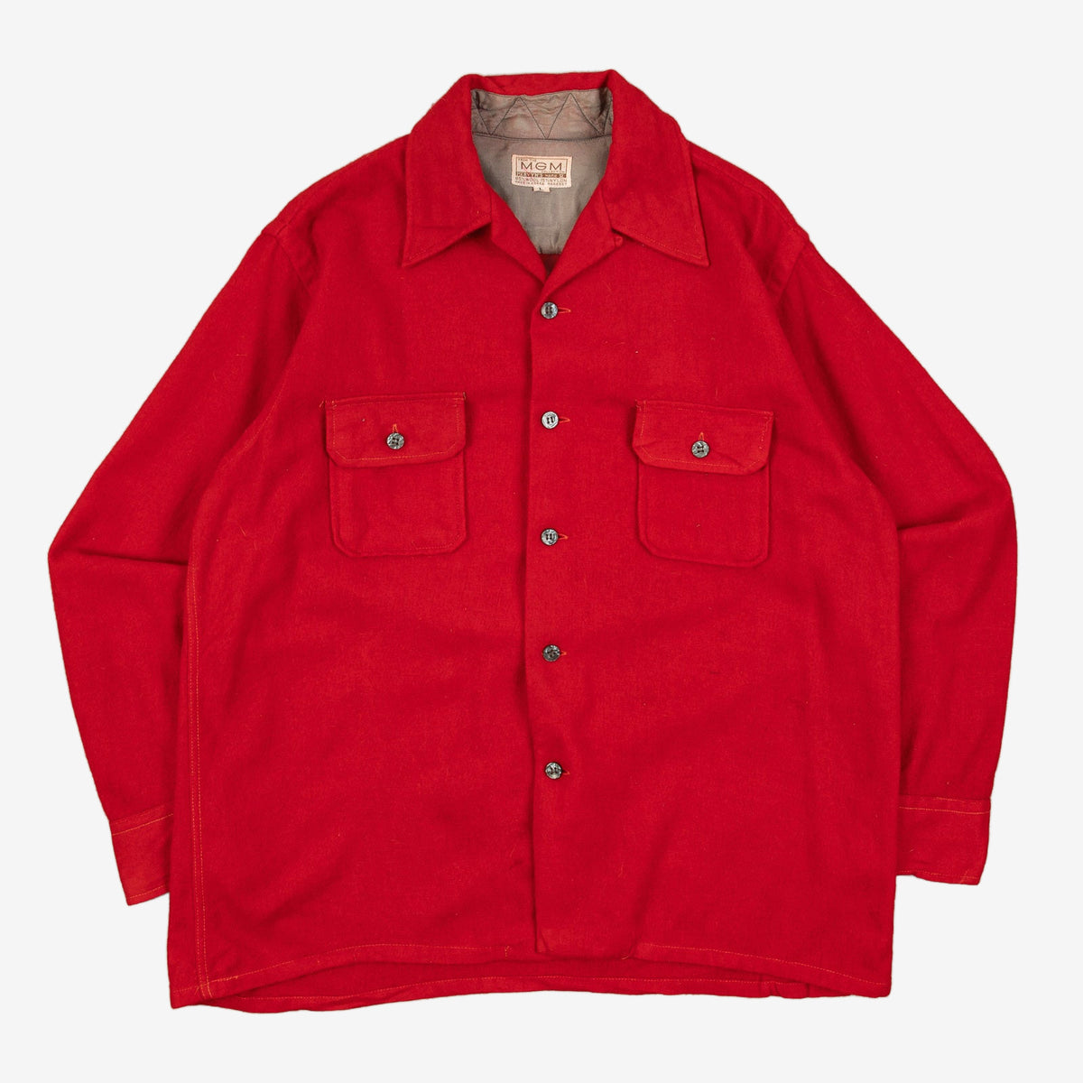 MEN'S VINTAGE 1980S WOOL LONG SLEEVE SHIRT - LARGE