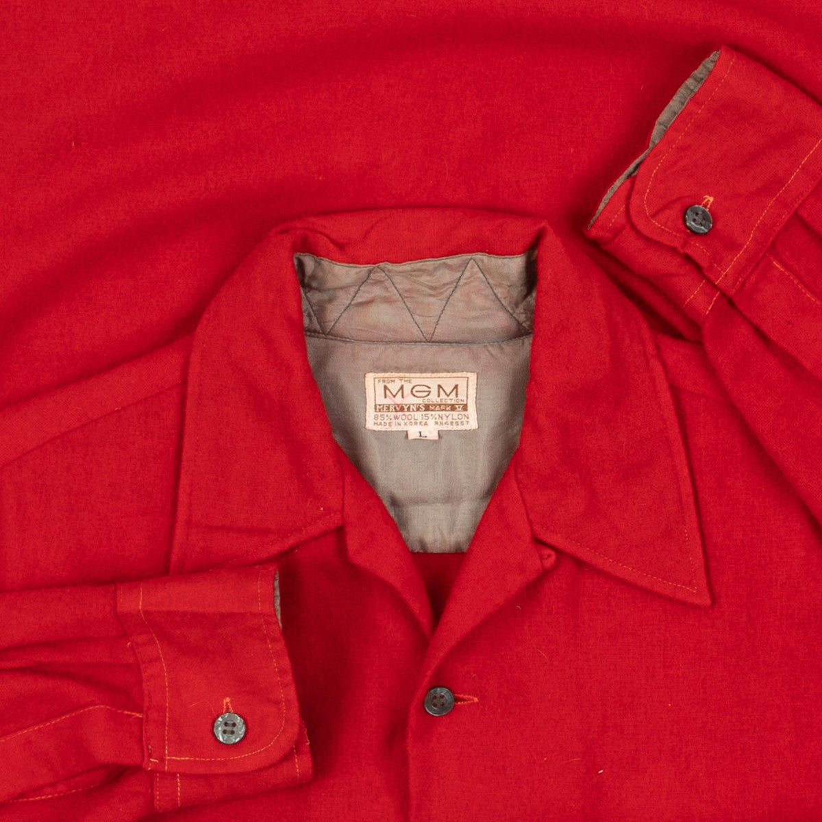 MEN'S VINTAGE 1980S WOOL LONG SLEEVE SHIRT - LARGE