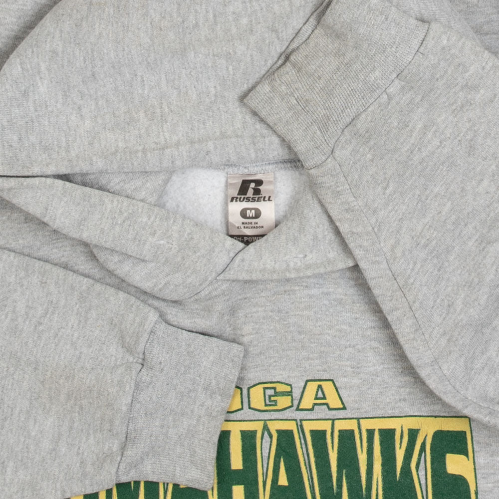 MEN'S VINTAGE RUSSELL ATHLETIC TIOGA TOMAHAWKES ATHLETICS HOODED SWEATSHIRT - MEDIUM