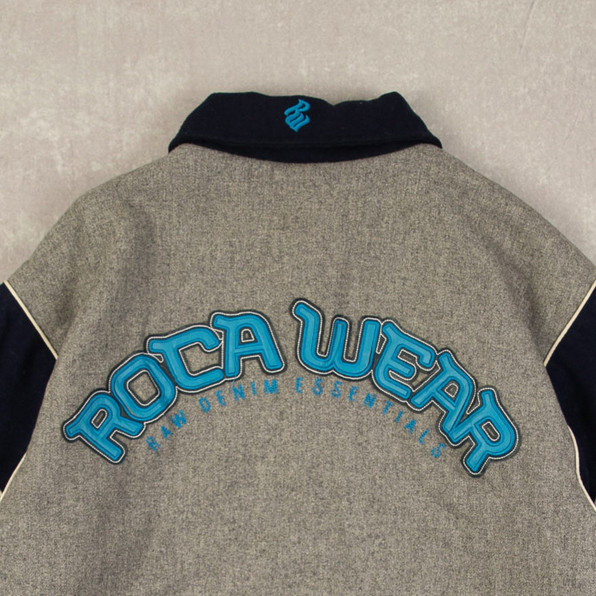 MEN'S VINTAGE 1990S ROCAWEAR PATCH VARSITY BOMBER JACKET - SMALL