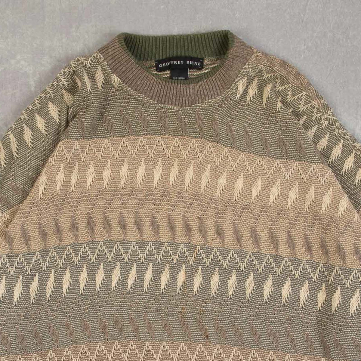 MEN'S VINTAGE 1990S STRUCTURED PATTERNED KNITTED JUMPER - LARGE