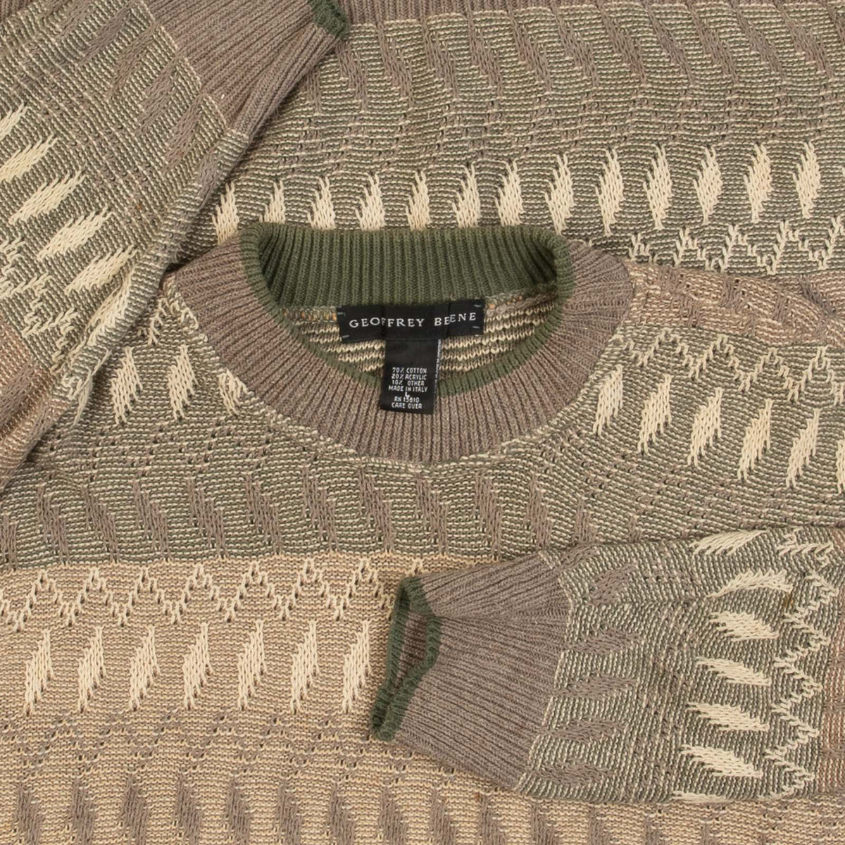 MEN'S VINTAGE 1990S STRUCTURED PATTERNED KNITTED JUMPER - LARGE