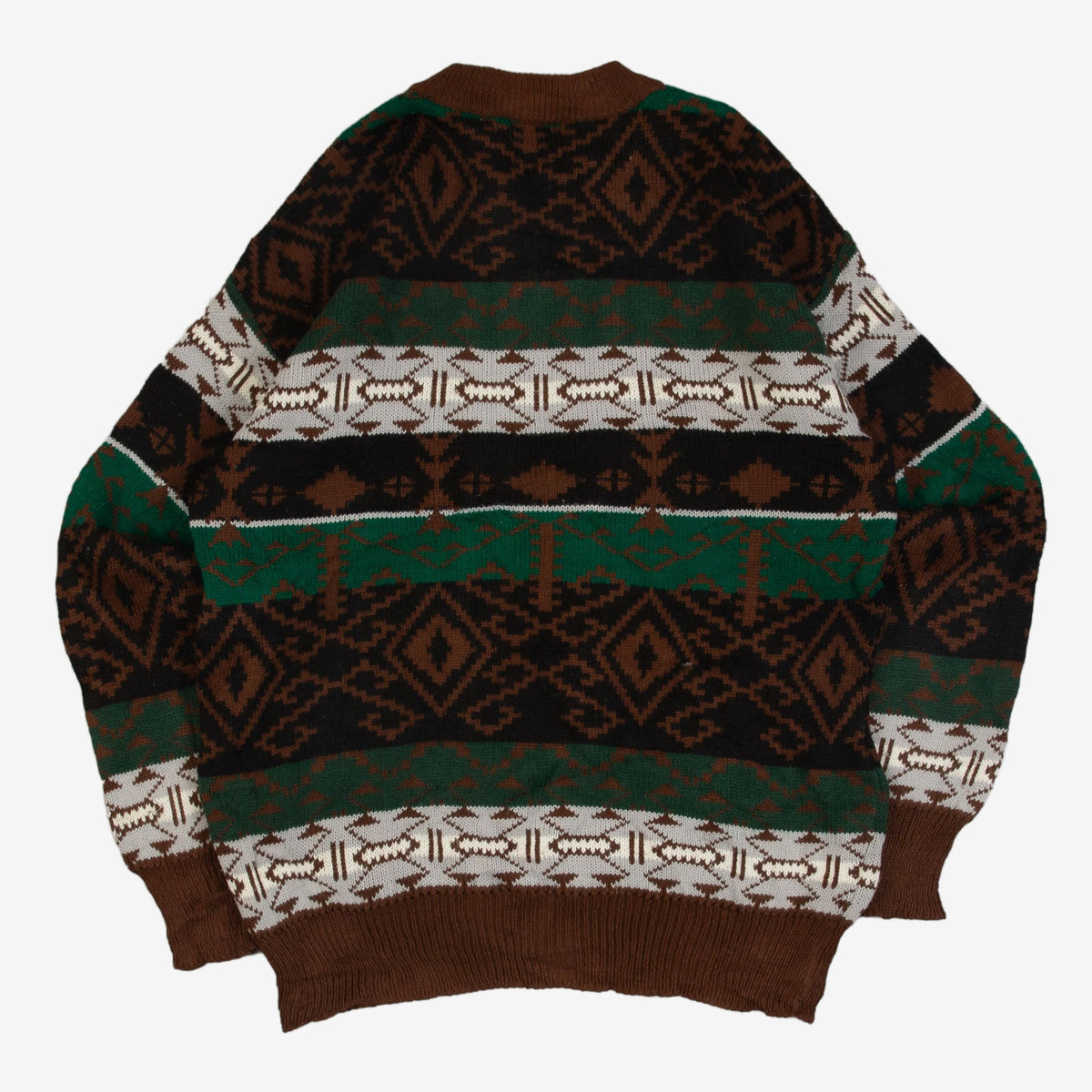 MEN'S VINTAGE 1990S PATTERNED KNITTED JUMPER - MEDIUM