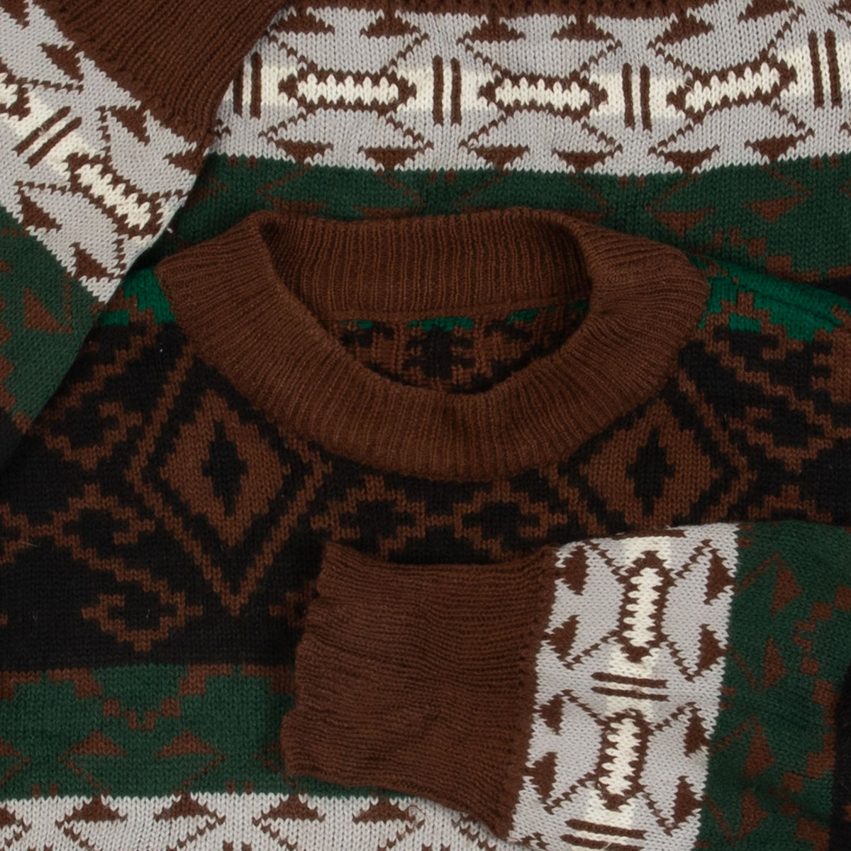 MEN'S VINTAGE 1990S PATTERNED KNITTED JUMPER - MEDIUM