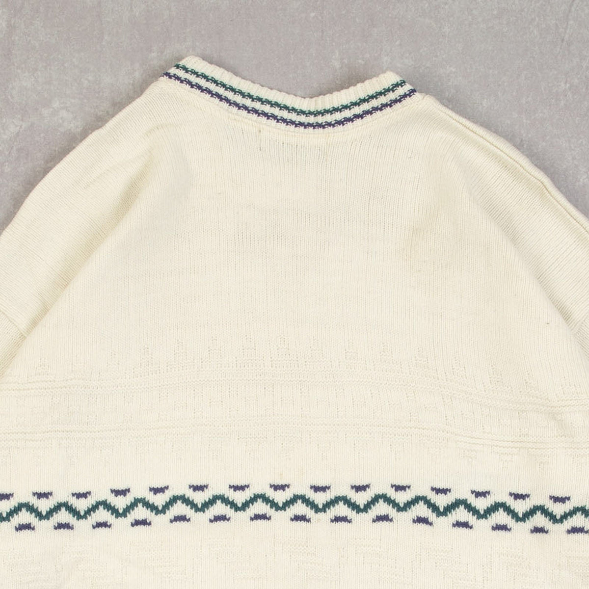 MEN'S VINTAGE 1990S STRUCTURED PATTERNED KNITTED JUMPER - LARGE