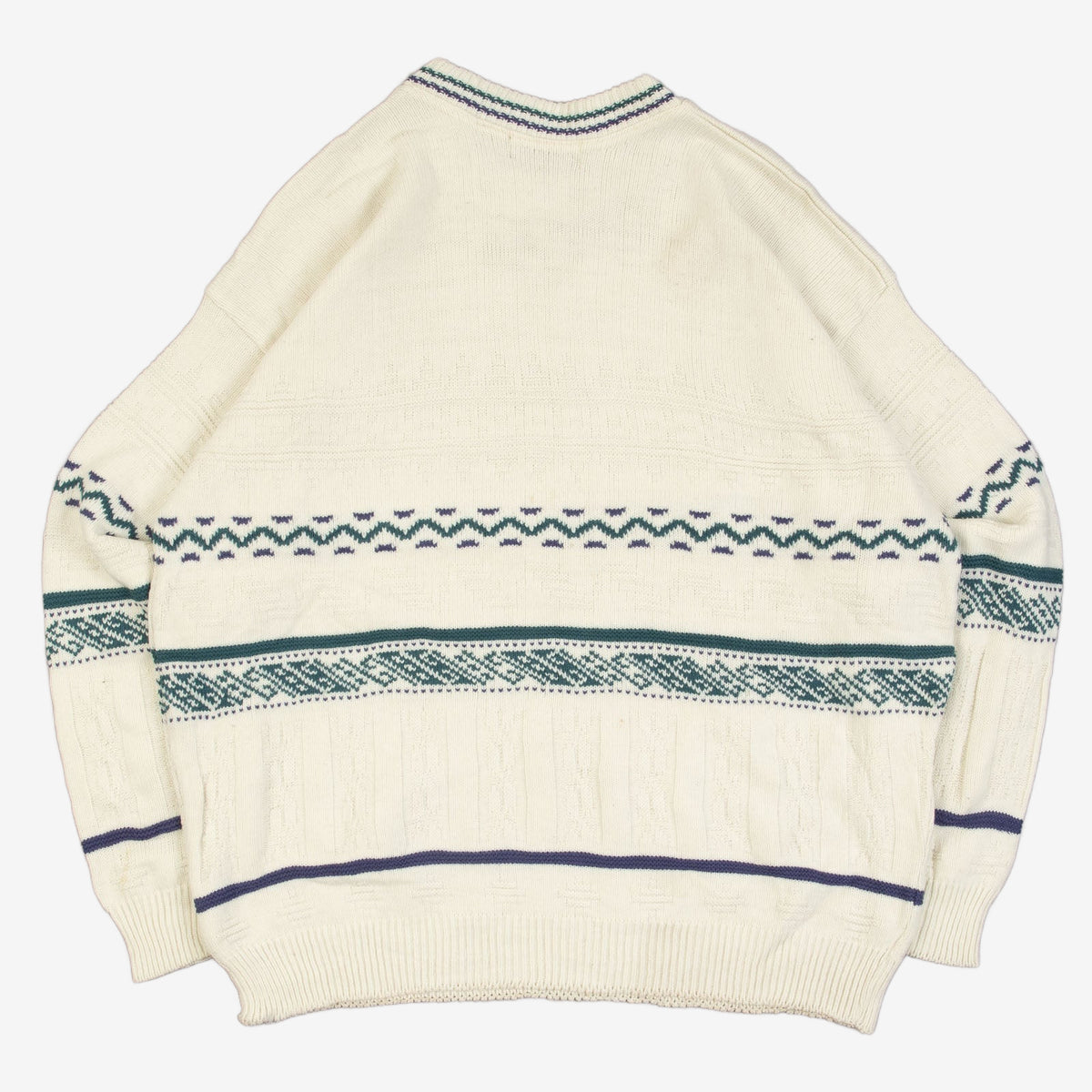 MEN'S VINTAGE 1990S STRUCTURED PATTERNED KNITTED JUMPER - LARGE