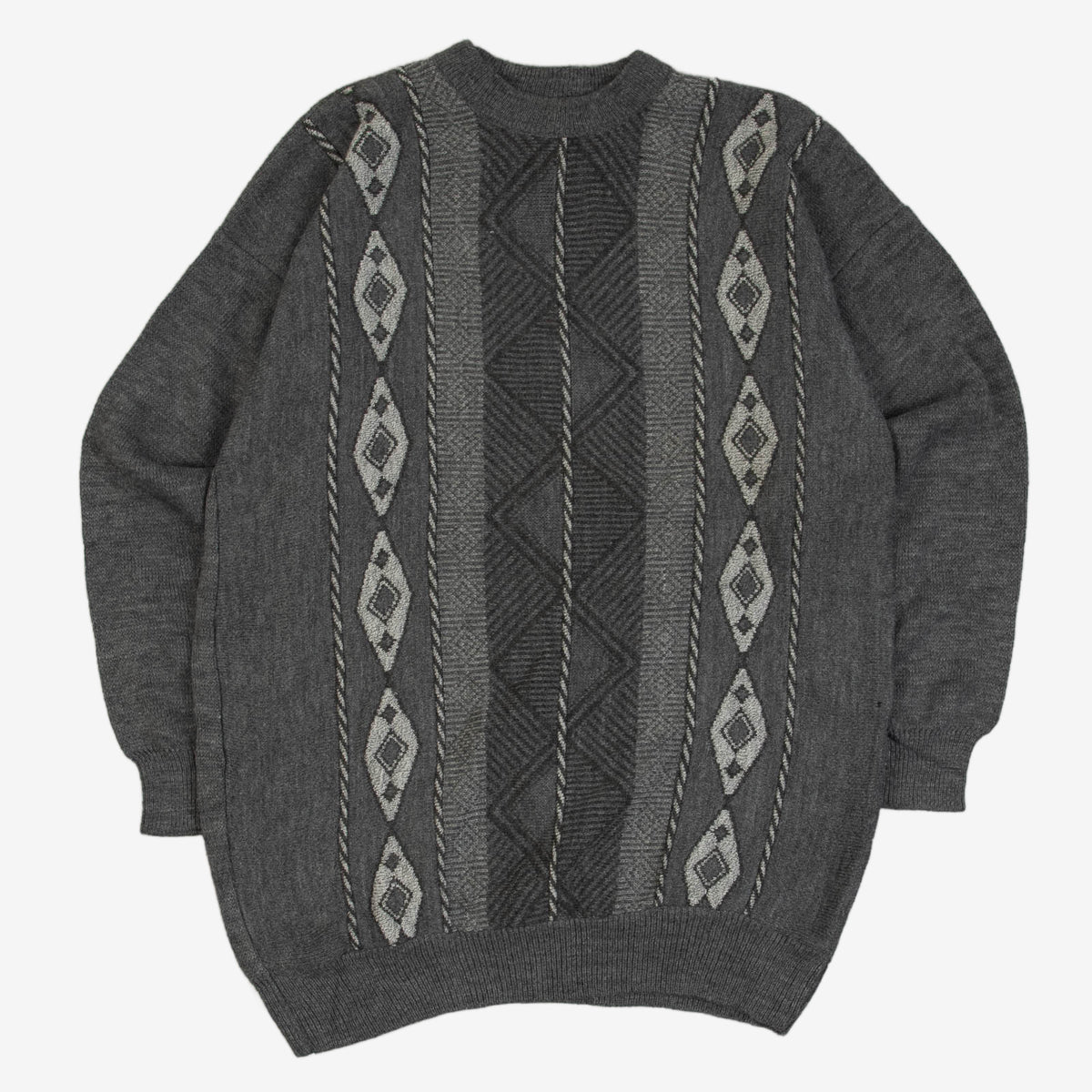 MEN'S VINTAGE 1990S PATTERNED KNITTED JUMPER - MEDIUM