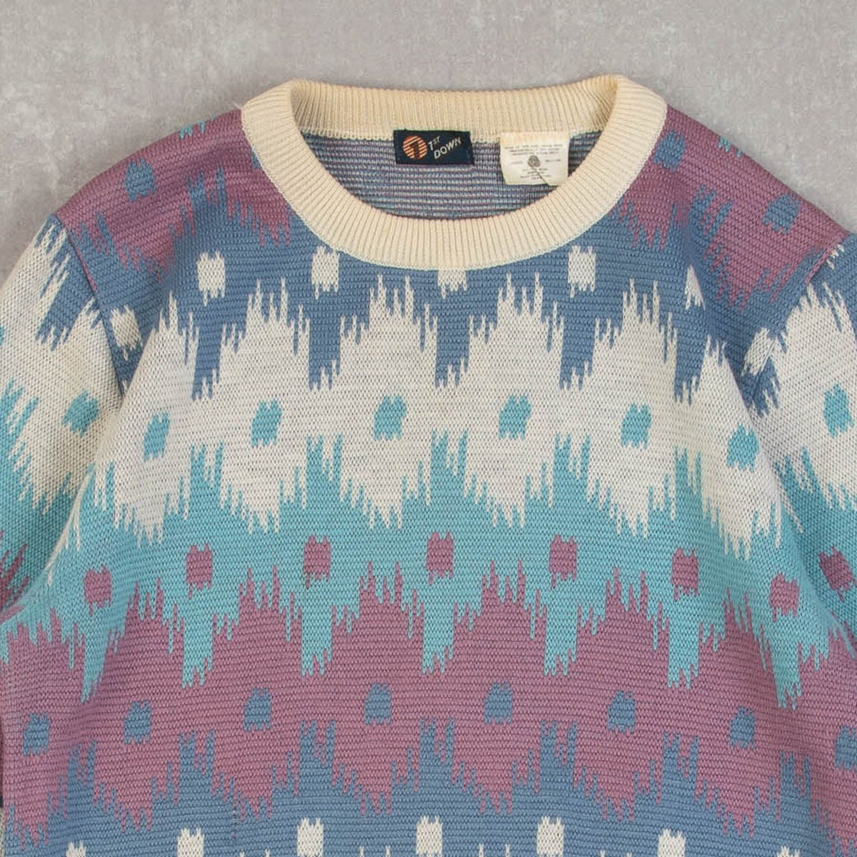 WOMEN'S VINTAGE 1970S PATTERNED KNITTED JUMPER - MEDIUM