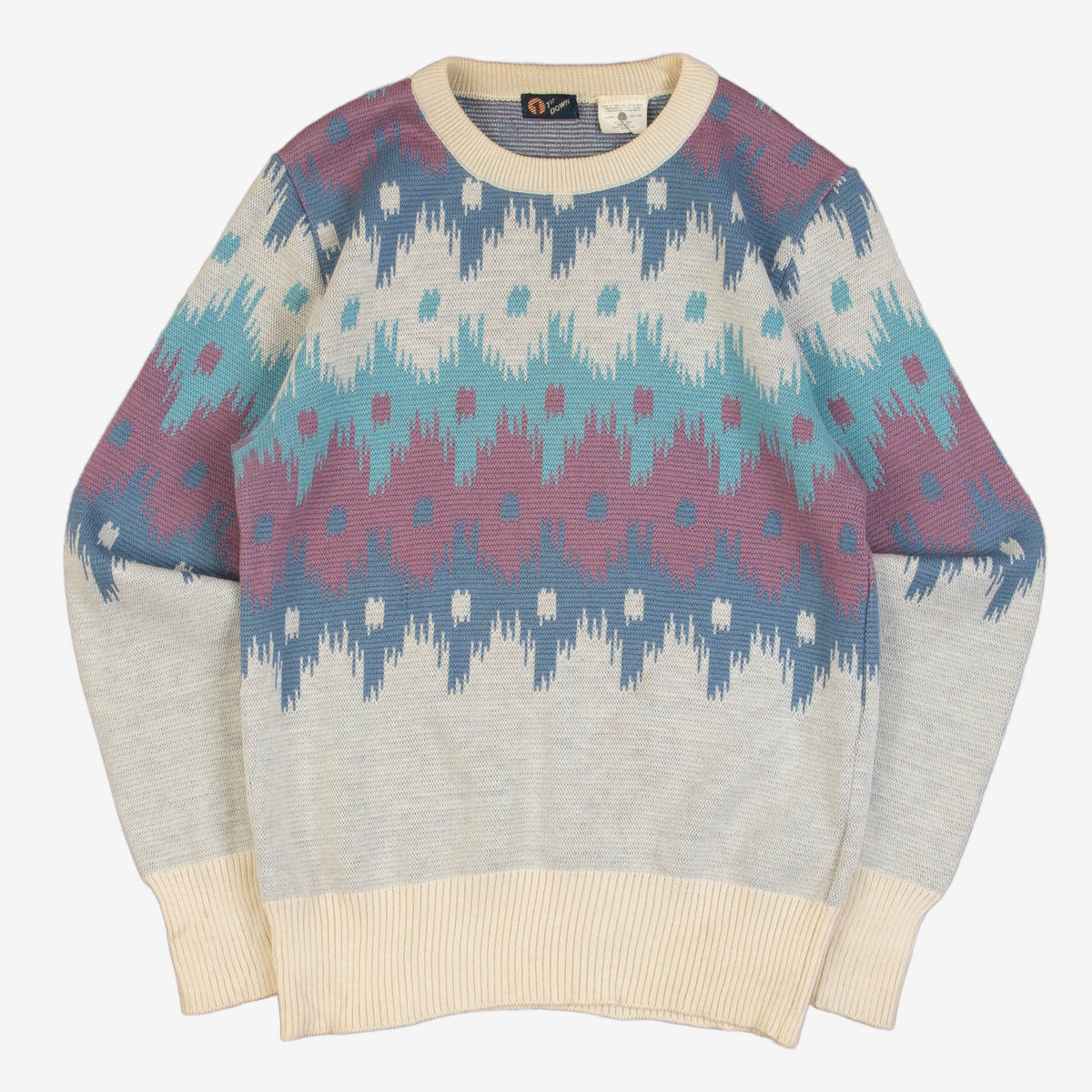 WOMEN'S VINTAGE 1970S PATTERNED KNITTED JUMPER - MEDIUM
