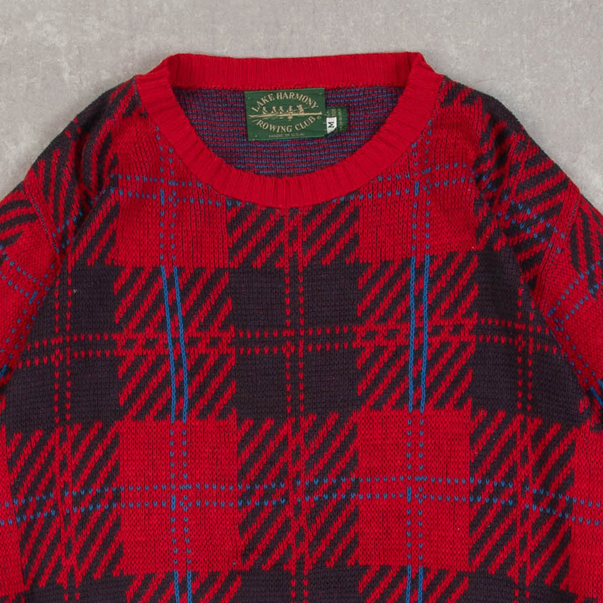 MEN'S VINTAGE 1990S CHECKED KNITTED JUMPER - MEDIUM
